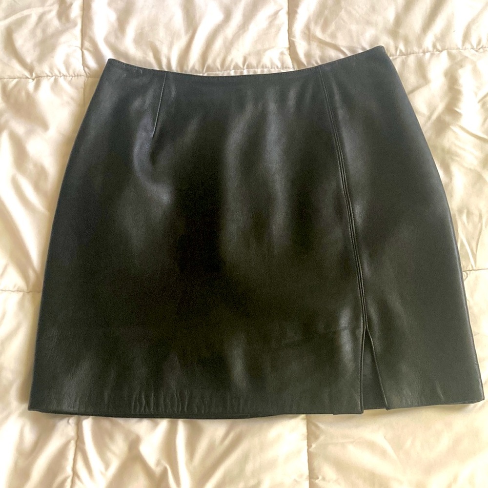 Leather mini-skirt